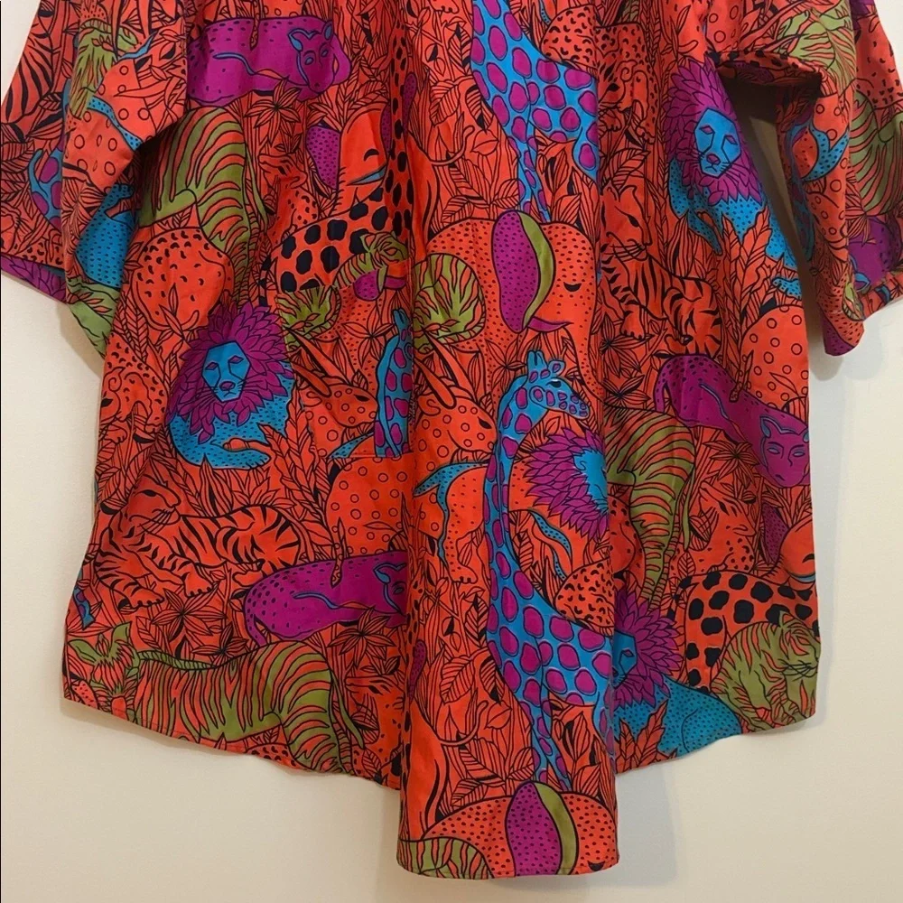 Vintage Design House Open Tie-Back Square Neck Hidden Safari Animal Top Shirt - Picture 5 of 15